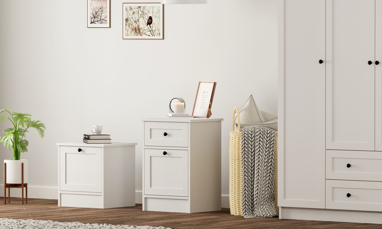 Noptiera, Hanah Home, Rb-168-03, 45x64x40 cm, Alb mat - imagine 7